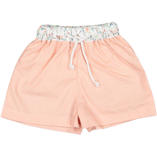 Calções Banho Bebé - Coral com Flores