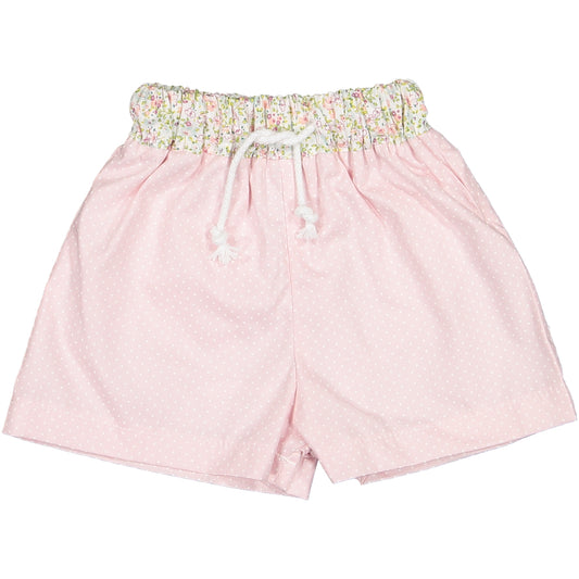 Calções Banho Bebé Menino Rosa com Flores